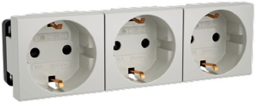 Розетка с заземлением для кабель-канала DKC Viva 3-м. 6 мод. шторки белый фото Розетка с заземлением для кабель-канала DKC Viva 3-м. 6 мод. шторки белый картинка